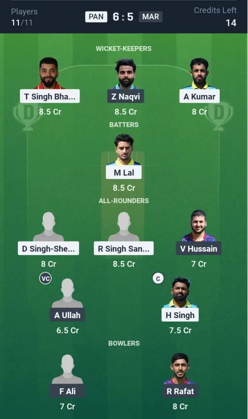 PAN vs MAR Grand League Team