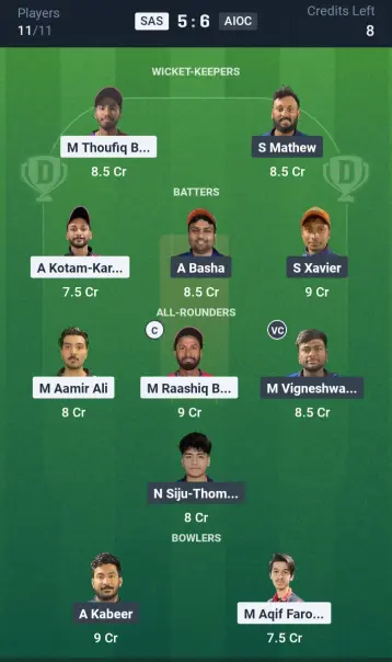 SAS vs AIOC Grand League Team