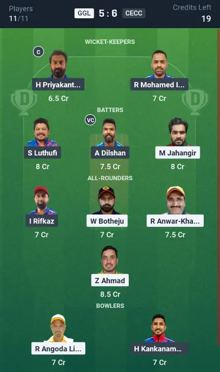 GGL vs CECC  Grand League Team: