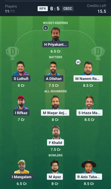 WFK vs CECC Grand League Team
