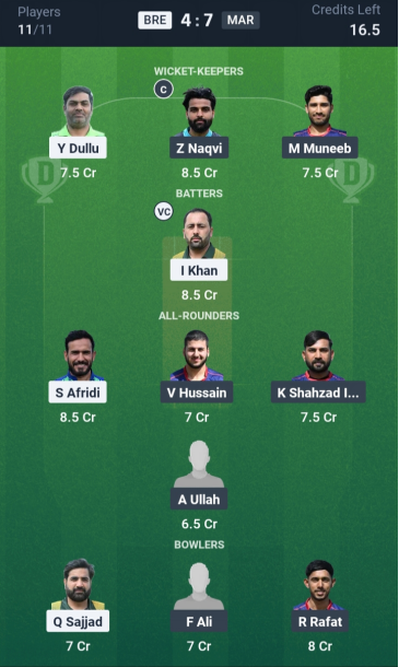 BRE vs MAR Grand League Team