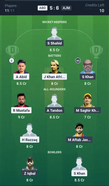 ABD vs AJM Grand League Team
