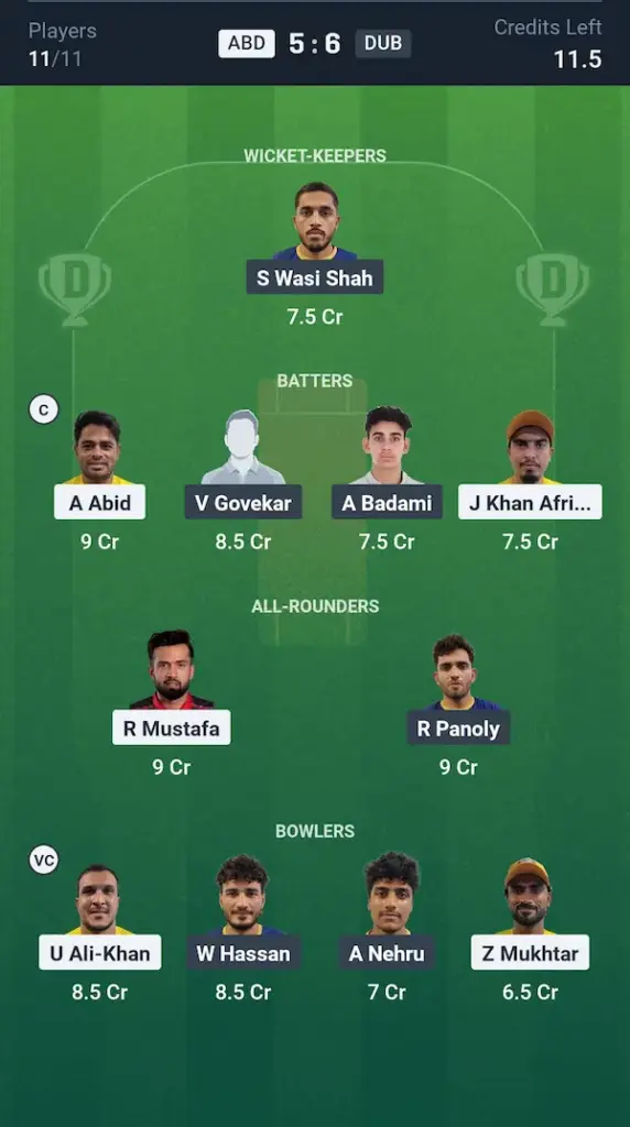 ABD vs DUB Dream11 Prediction Small League Team