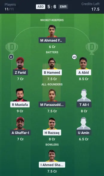 ABD vs EMR Small League Team
