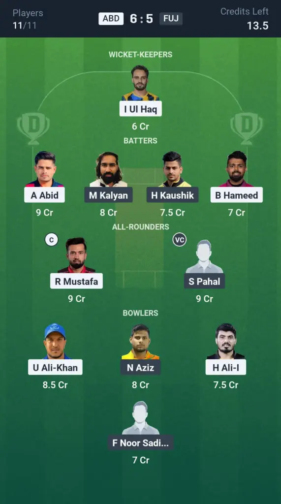 ABD vs FUJ GL Team