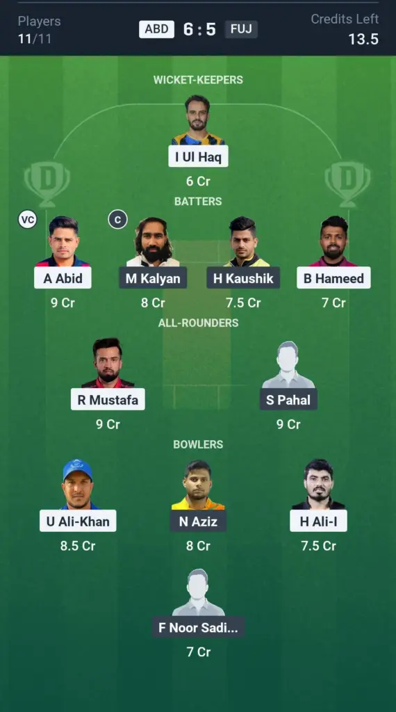 ABD vs FUJ SL Team