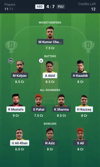 ABD vs FUJ Small League Team