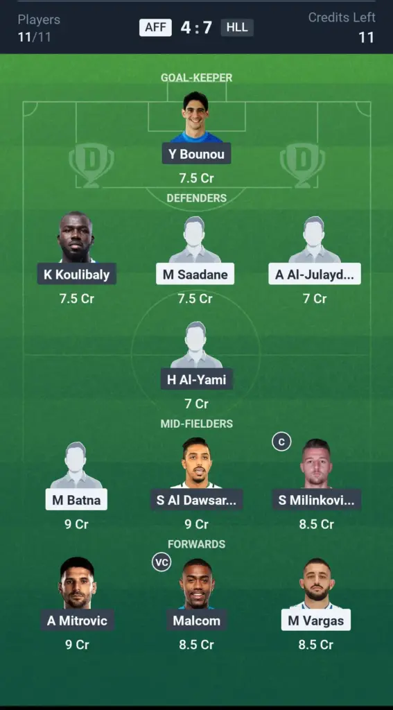 AFF vs HLL Grand League Team