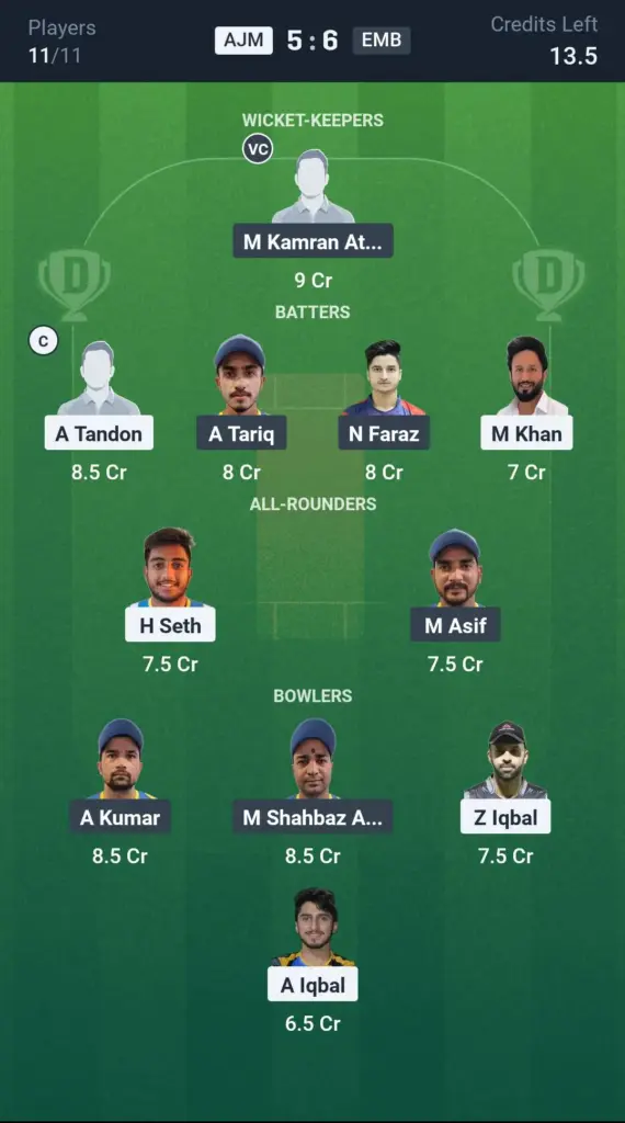 AJM vs EMB GL Team