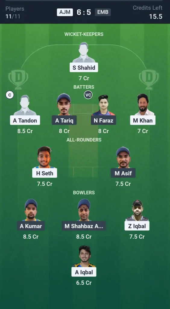 AJM vs EMB SL Team