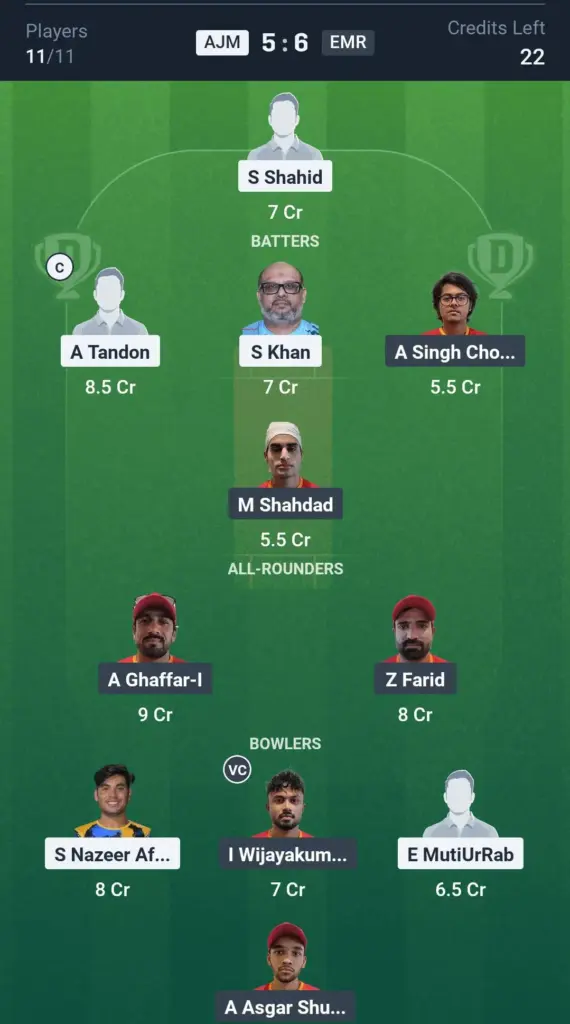 AJM vs EMR Small League Team