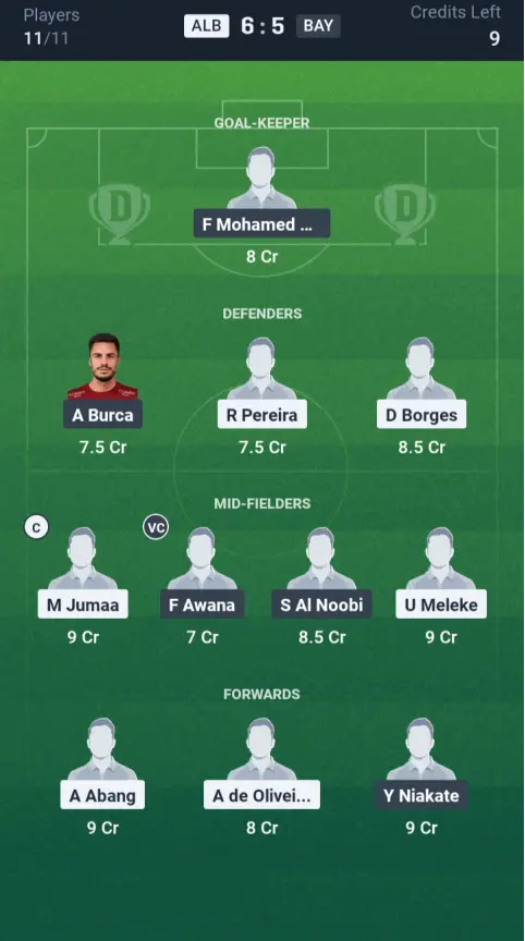 ALB vs BAY Grand League Team
