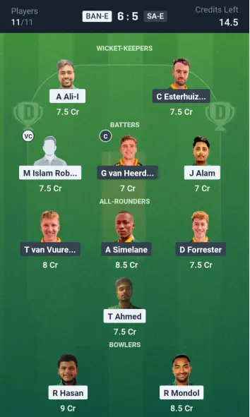 BAN-E vs SA-E Grand League Team