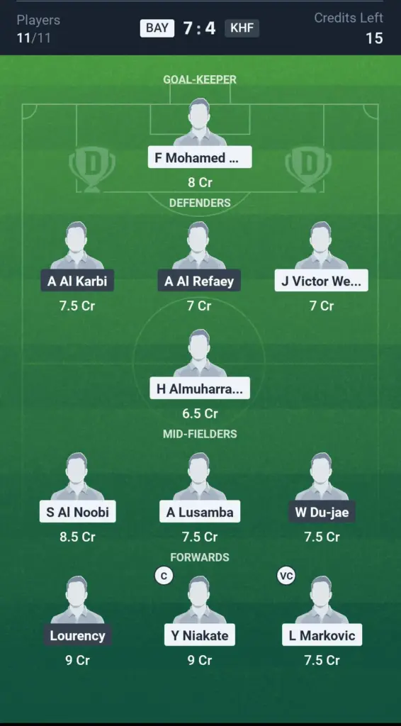 BAY vs KHF Grand League Team