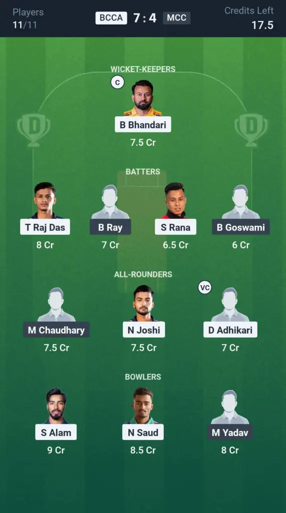 BCCA vs MCC Small League Team