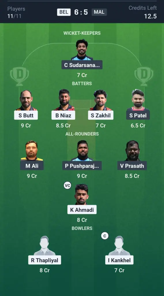 BEL vs MAL Grand League Team