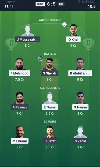 BRW vs RB Small League Team