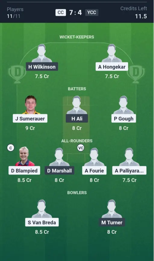 CC vs YCC Grand League Team