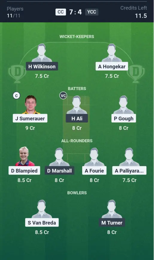 CC vs YCC Small League Team