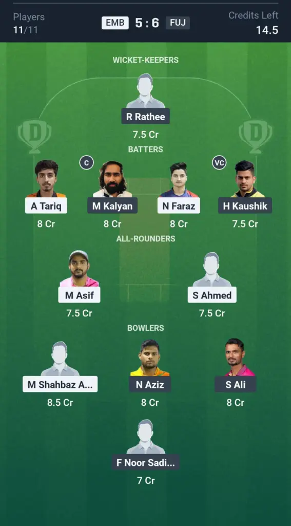 EMB vs FUJ GL TEam