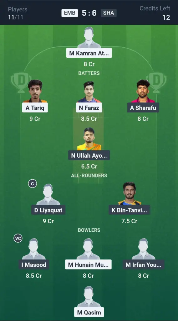 EMB vs SHA Grand League Team