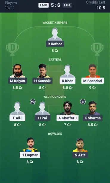 EMR vs FUJ Grand League Team