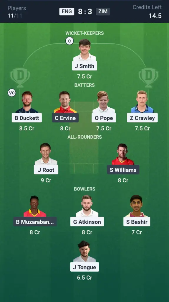 ENG vs ZIM Small League Team