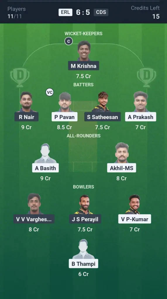 ERL vs CDS Grand League Team