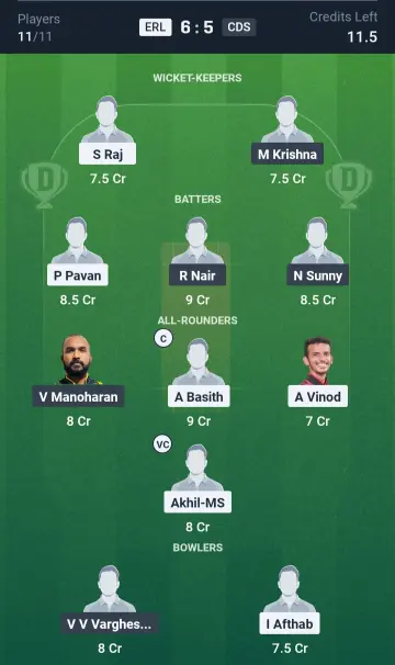 ERL vs CDS Grand League Team