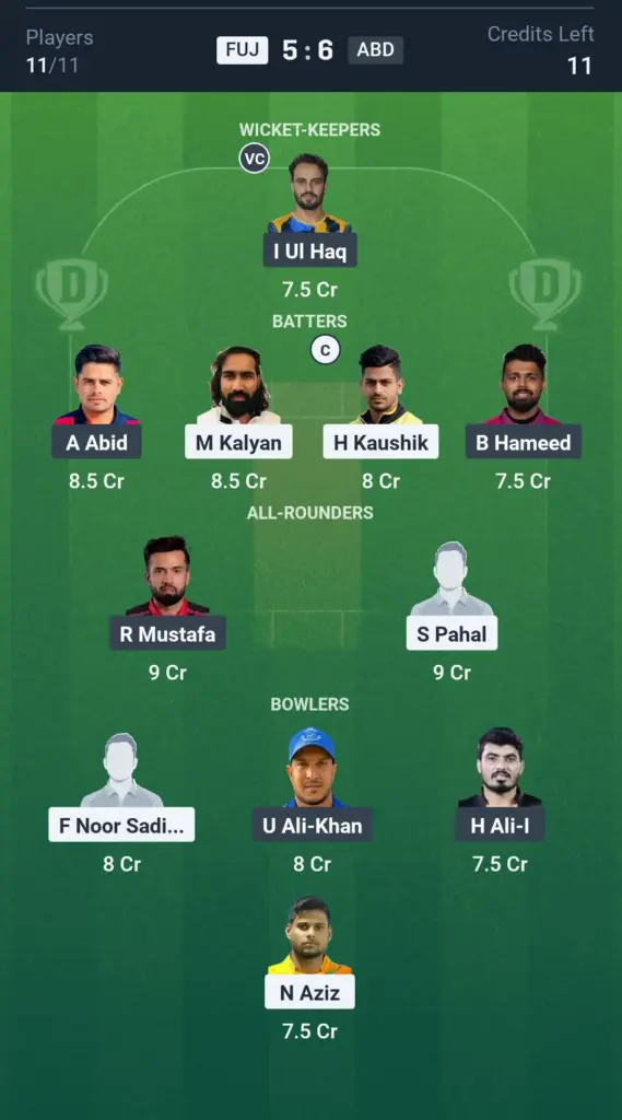 FUJ vs ABD Grand League Team