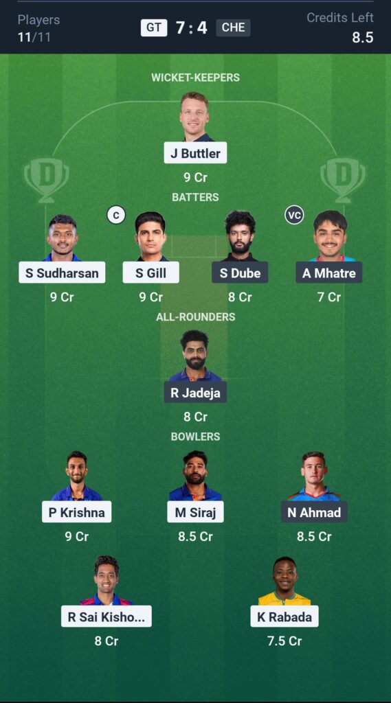 GT vs CSK Dream11 Small League