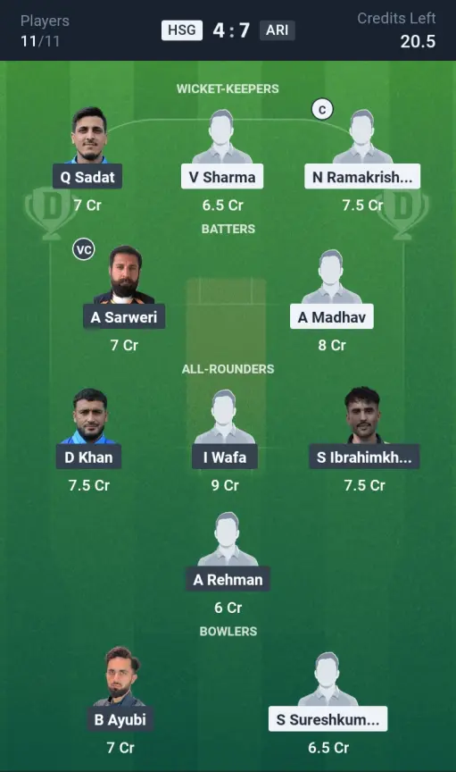 HSG vs ARI Small League Team