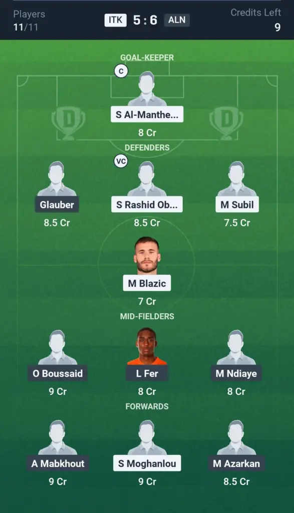 ITK vs ALN Grand League Team