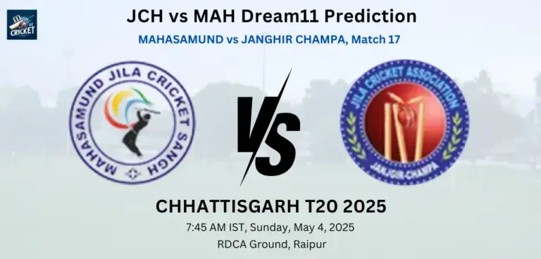 JCH vs MAH Dream11 Prediction
