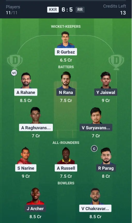 KKR vs RR Small League Team