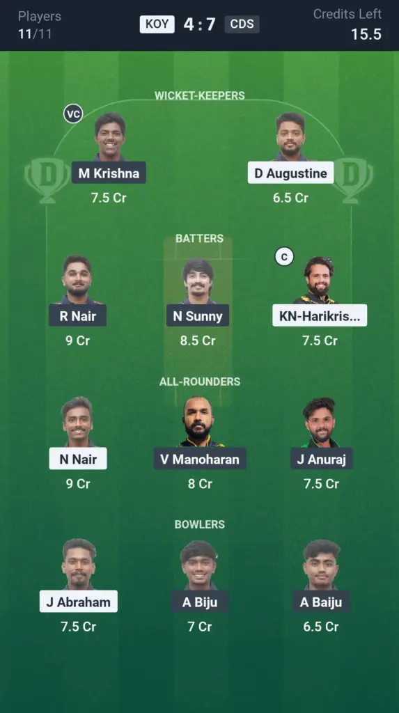 KOY vs CDS Grand League Team