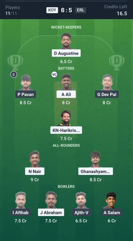 KOY vs ERL Grand League Team
