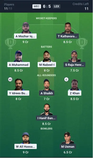 MEC vs LEX Small League Team