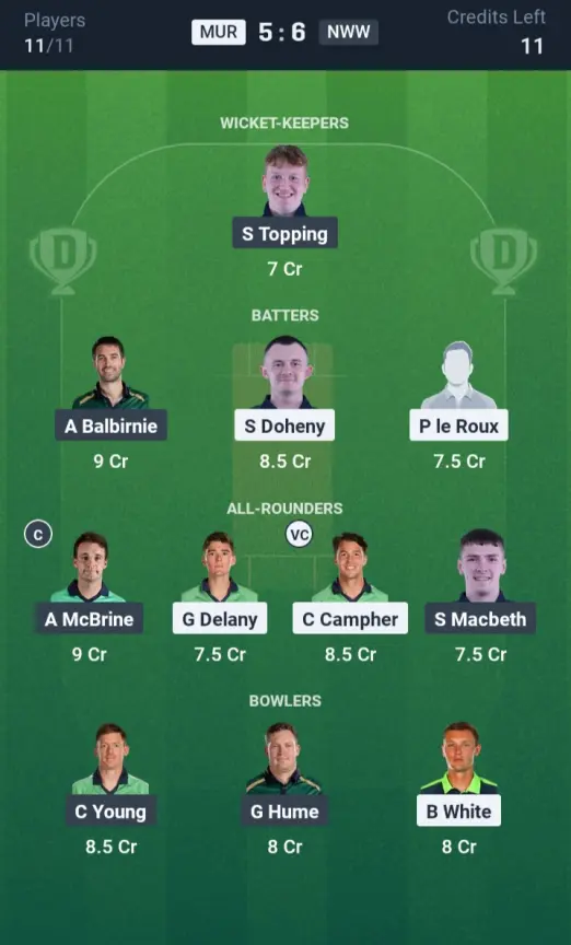 MUR vs NWW Grand League Team