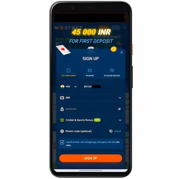Mostbet Promo Code- Enter Your Sign-Up Credentials