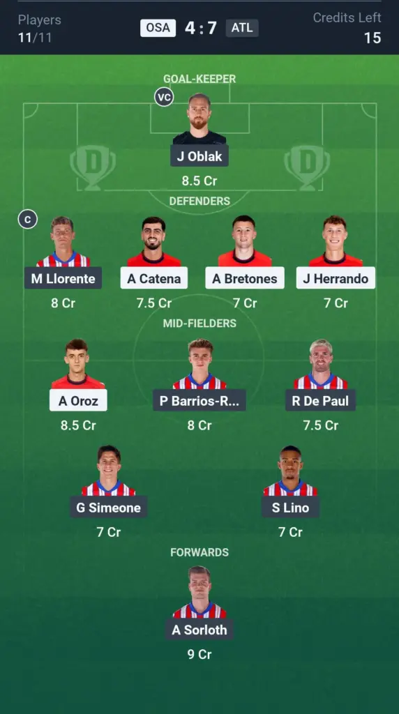 OSA vs ATL Grand League Team