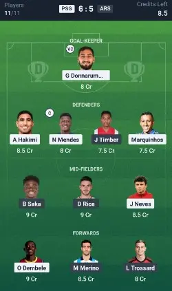 PSG vs ARS GL team