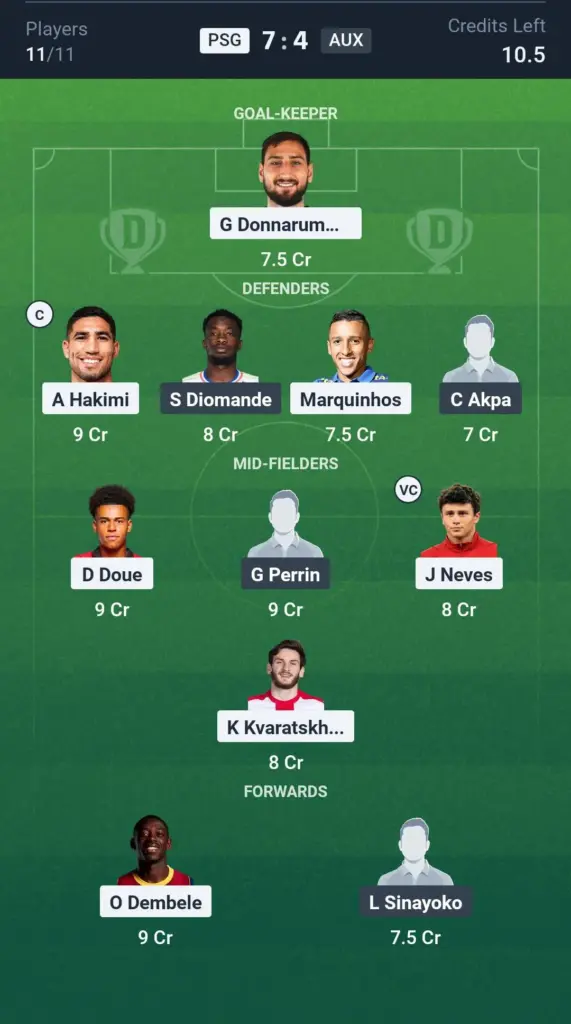 PSG vs AUX GL Team