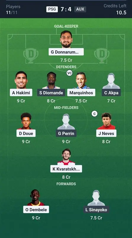 PSG vs AUX SL Team
