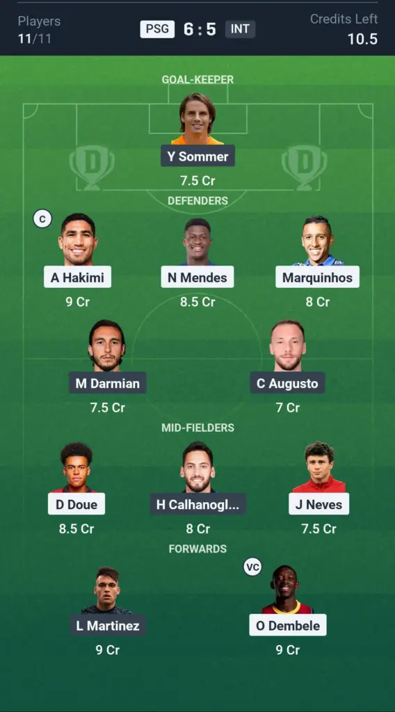 PSG vs INT Grand League Team