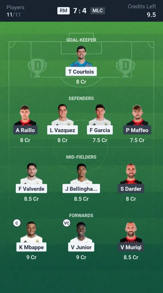 RM vs MLC  Grand League Team