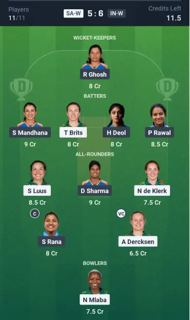 SA-W vs IN-W Small League Team