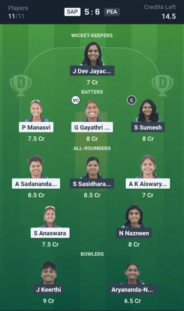 SAP vs PEA Grand League Team