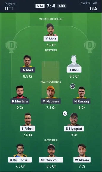 SHA vs ABD Grand League Team