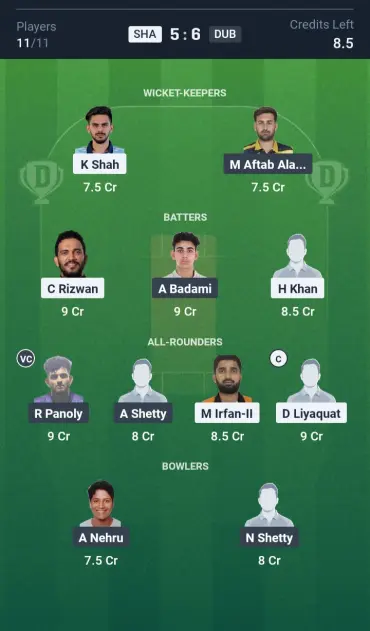 SHA vs DUB Grand League Team